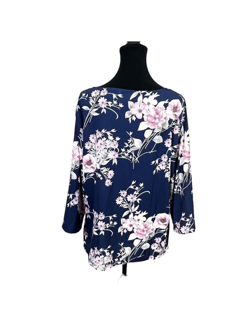 Women Long Sleeve Shirt Tunic Tops Flower Print Blouse Shirts Blue Pink Size XL - Picture 3 of 11